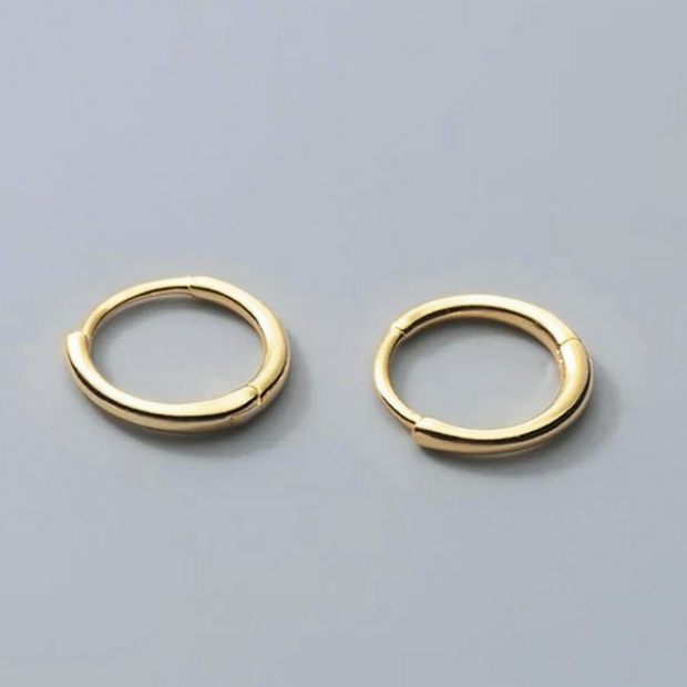 10mm Gold Huggie Hoop Earrings – Premium 925 Sterling Silver Base