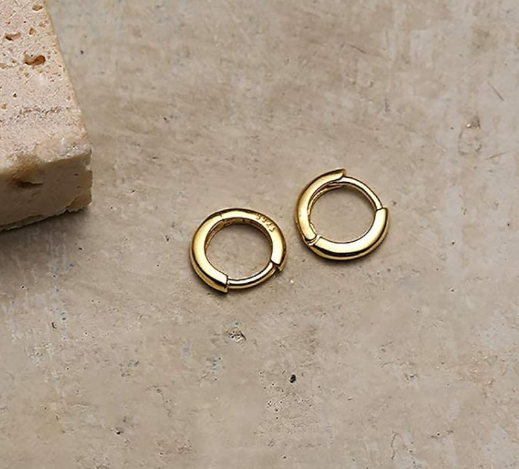 10mm Gold Huggie Hoop Earrings – Premium 925 Sterling Silver Base