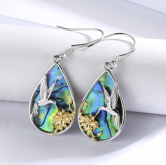 Sterling Silver Teardrop Abalone Earrings