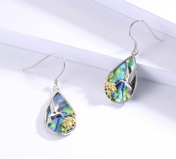 Sterling Silver Teardrop Abalone Earrings