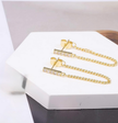 Gold Chain Drop Earrings – Dainty 925 Silver Base Dangle Studs