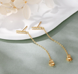 Gold Chain Drop Earrings – Dainty 925 Silver Base Dangle Studs