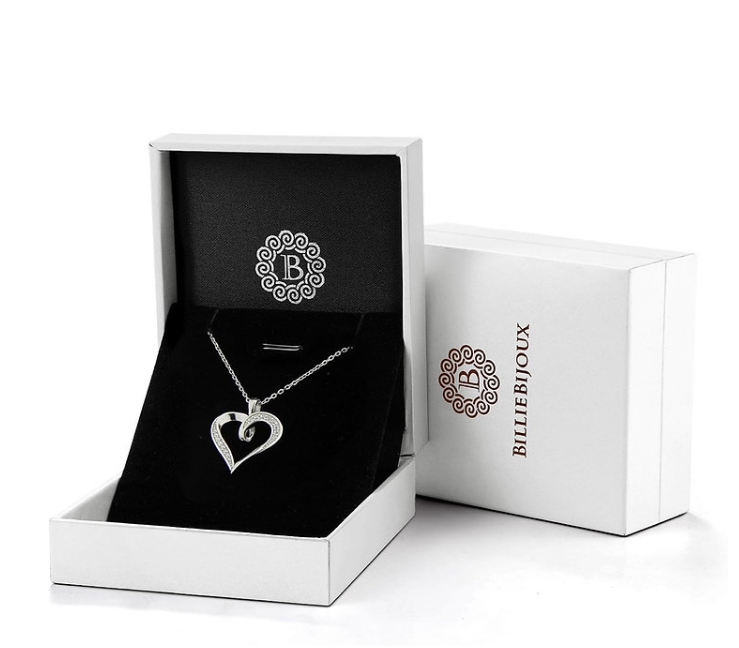 Billie Bijoux Herat Necklace Sterling Silver Platinum Plated 1 mm