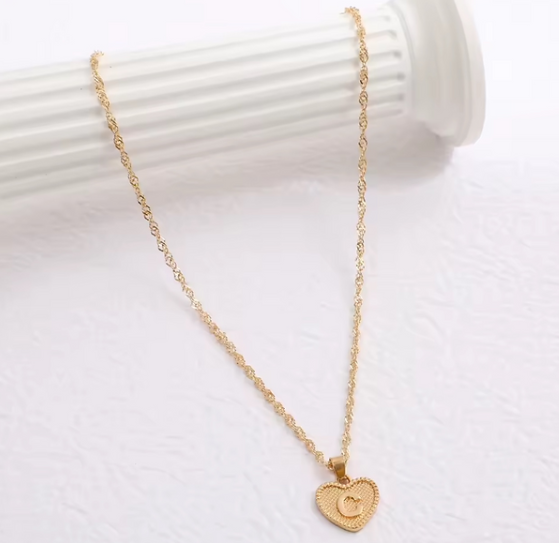 Classic Gold Heart Initial Necklace – Elegant Letter "C" Everyday Luxury