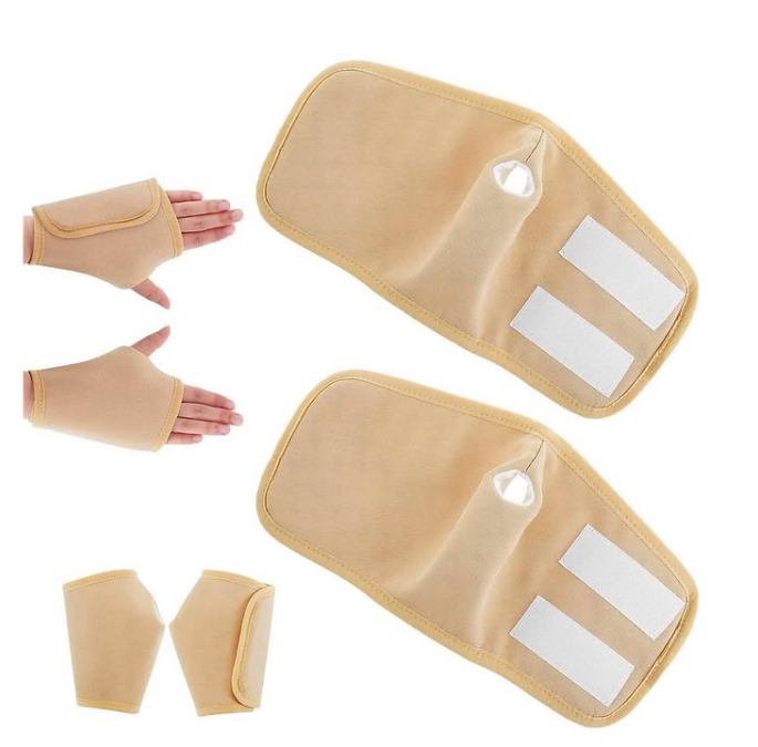 Hoeslaw 2 Pcs Castor Oil Hand Wraps Reusable Adjustable Compression Pad