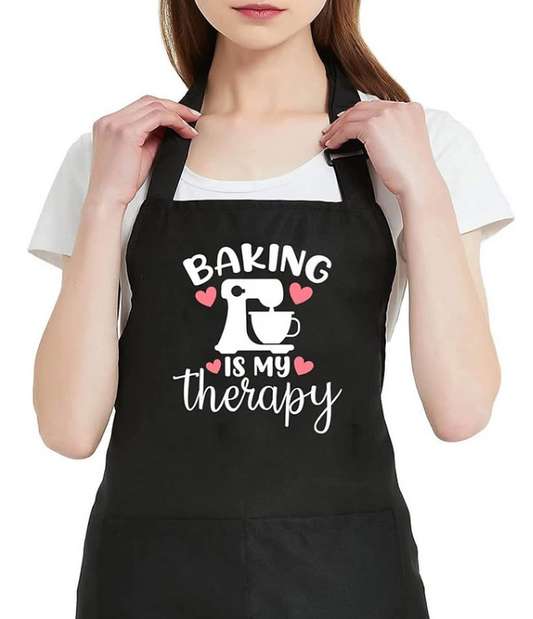 Baking Is My Therapy Aprons for Women with 2 Pocket Baked Waterproof Adjustable