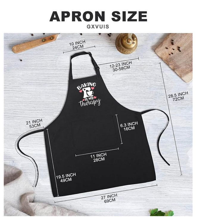 Baking Is My Therapy Aprons for Women with 2 Pocket Baked Waterproof Adjustable