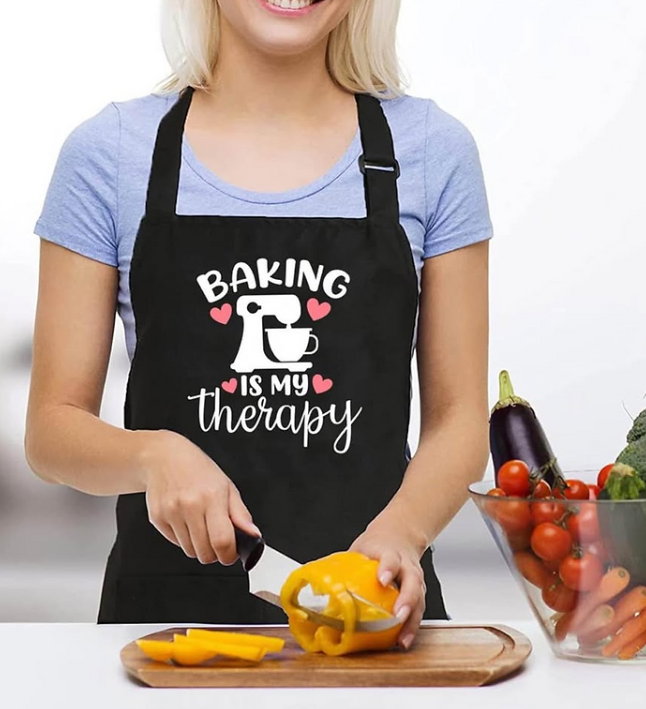 Baking Is My Therapy Aprons for Women with 2 Pocket Baked Waterproof Adjustable