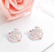 Tiny Carved Rose Flower Earrings – 925 Silver Post Botanical Studs