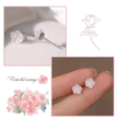 Tiny Carved Rose Flower Earrings – 925 Silver Post Botanical Studs