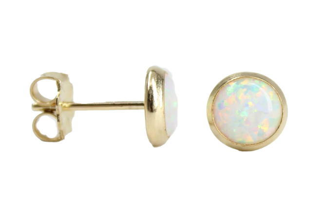 Opal Stud Sterling Silver Earrings