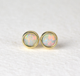 White Opal Gold Stud Earrings – Premium Gold Plated Sterling Silver