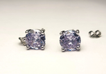 Classic Amethyst Color Stud Earrings – Premium 925 Silver 7mm Jewelry