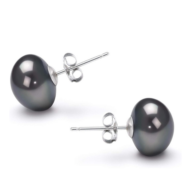 Classic Black Simulated Pearl Studs – 925 Silver 7mm Everyday Earrings
