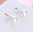 8mm Round White Pearl Earrings – Premium 925 Sterling Silver Studs