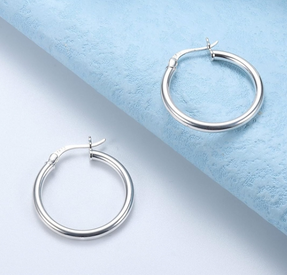 Oversized 925 Sterling Silver Hoop Earrings – 50mm Classic Thick Hoops