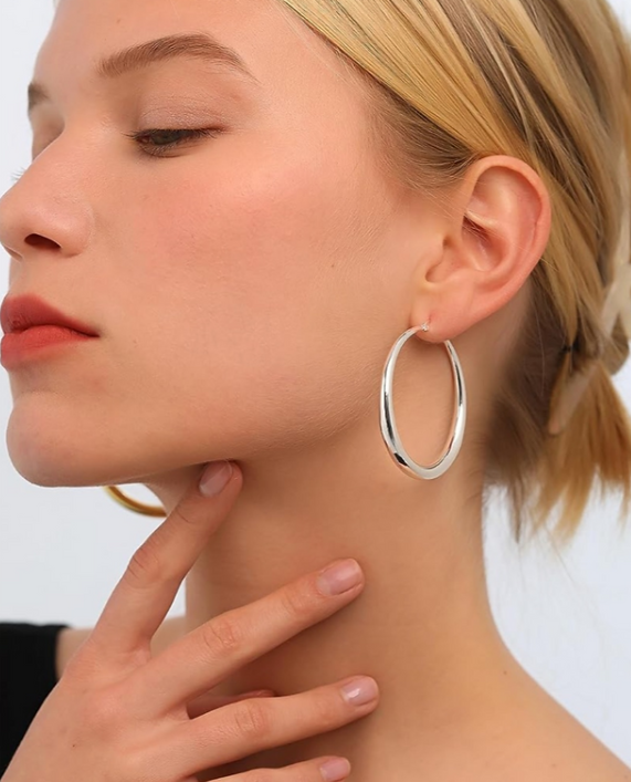 Sterling 925 Silver Hoop Earrings 4 mm