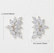 Silver CZ Leaf Wedding Earrings – 20mm Marquise Bridal Cluster Jewelry