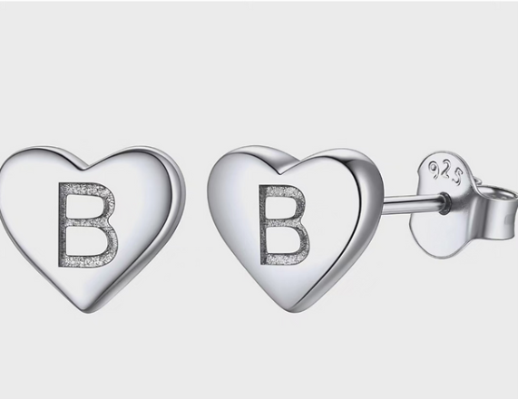Letter "B" Sreling 925 Silver Earrings