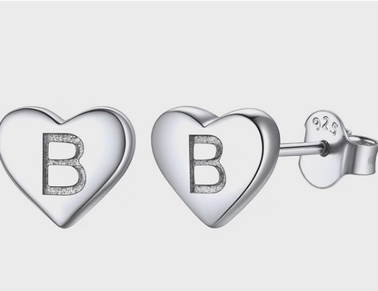 Letter "B" Sreling 925 Silver Earrings