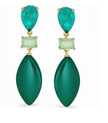 Emerald Green Geometric Drop Earrings – 925 Silver Statement Dangles