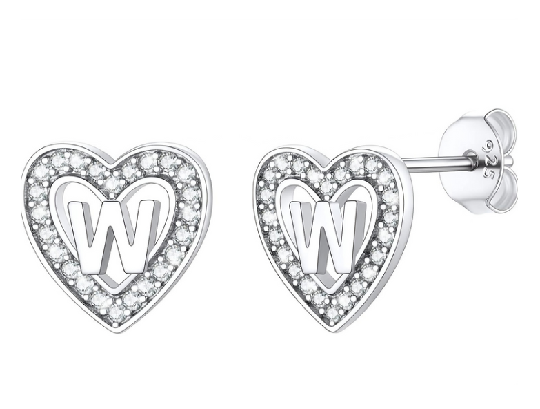Sterling 925 Silver Letter "W" Earrings