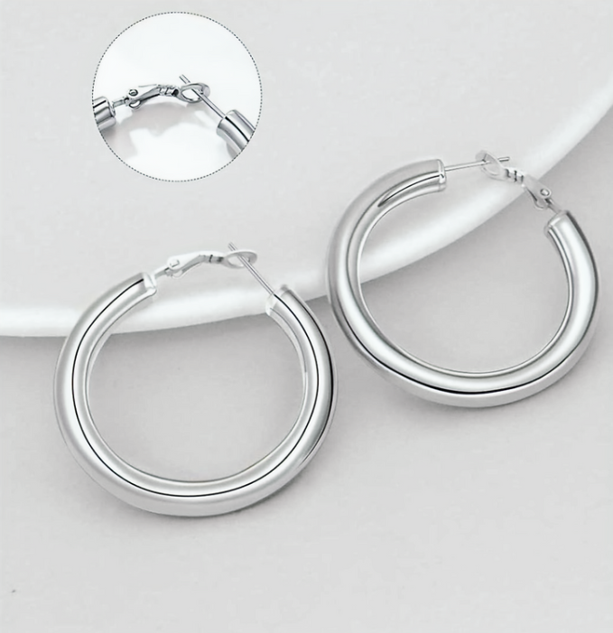 Sterling 925 Silver Hoop Earrings 5 mm
