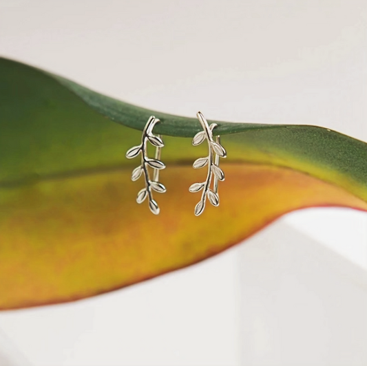 Sterling 925 Silver Leaf Earrings