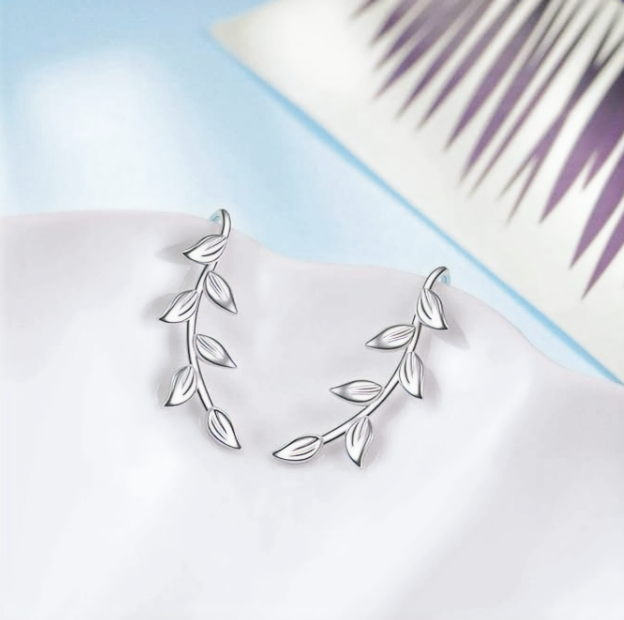 Sterling 925 Silver Leaf Earrings