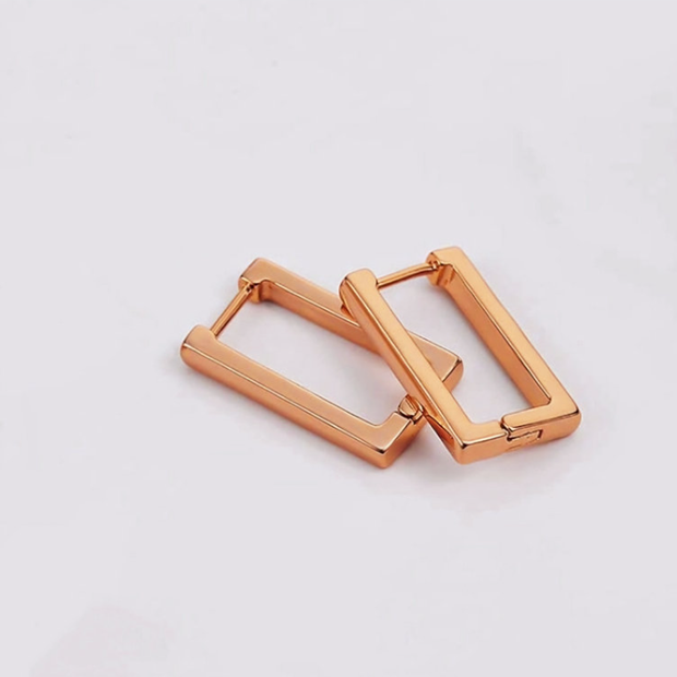 Minimalist Square Huggie Earrings – 14K Gold Plated Geometric Hoops
