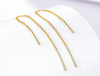 Long Gold Chain Drop Earrings – 9cm Sterling Silver Pull-Throughs