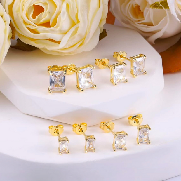 Graduated CZ Stud Earring Set (3mm-6mm) – Premium 925 Silver Base