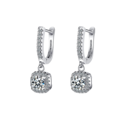 CZ Halo Leverback Earrings – Premium 925 Silver Bridal Drops