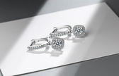 CZ Halo Leverback Earrings – Premium 925 Silver Bridal Drops