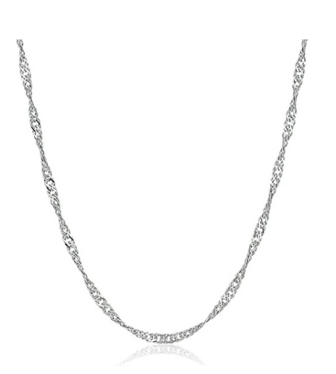 Classic Silver Singapore Chain 48cm/19" – Sparkling Twisted Link Necklace