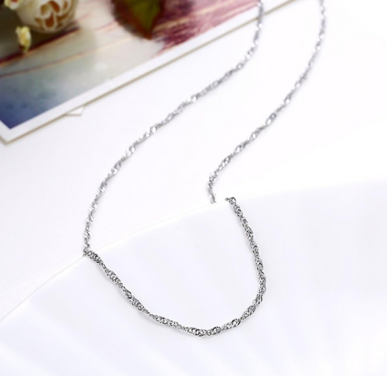 Classic Silver Singapore Chain 48cm/19" – Sparkling Twisted Link Necklace