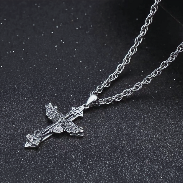 St. Michael Protection Cross Necklace – 925 Silver & Stainless Steel