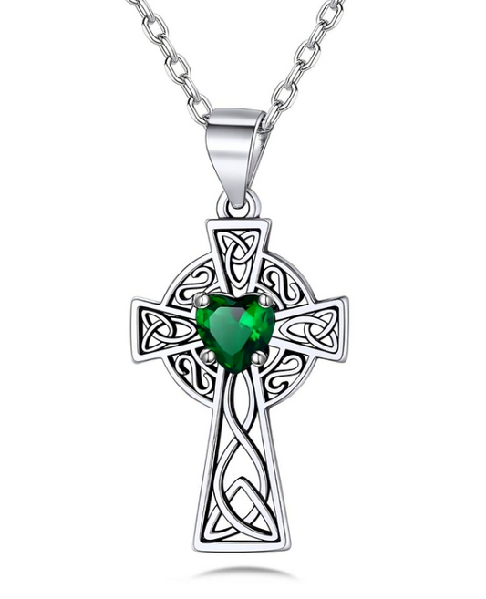 Sterling Silver Vintage Ceiltic Cross Pendant Necklce