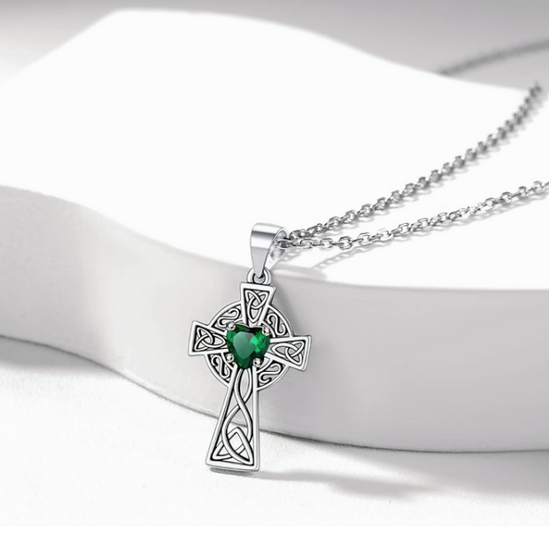 rish Celtic Knot Cross Necklace – 925 Silver Vintage Jewelry