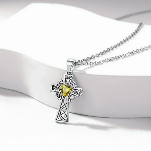 Vintage Celtic Knot Cross Pendant Necklace – 925 Sterling Silver 20 Inch