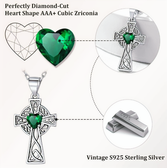 Sterling Silver Vintage Ceiltic Cross Pendant Necklce