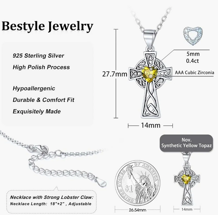 Sterling Silver Vintage Ceiltic Cross Pendant Necklce