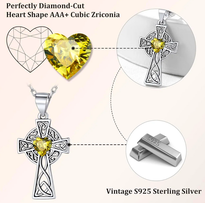 Sterling Silver Vintage Ceiltic Cross Pendant Necklce