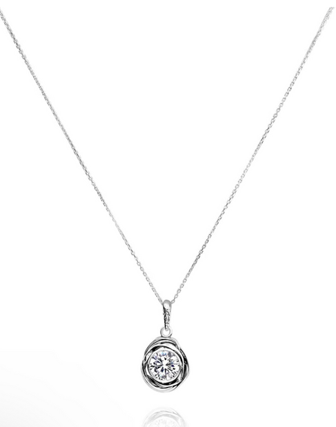 Round Cubic Zirconia Swirl Necklace – Premium 925 Sterling Silver