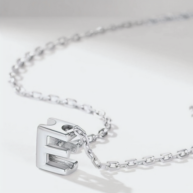 3D Letter "E" Pendant Necklace – Premium 925 Sterling Silver Initial
