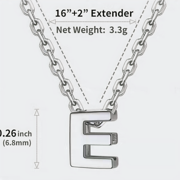 3D Letter "E" Pendant Necklace – Premium 925 Sterling Silver Initial