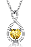 Yellow Topaz Infinity Heart Pendant – Adjustable 18