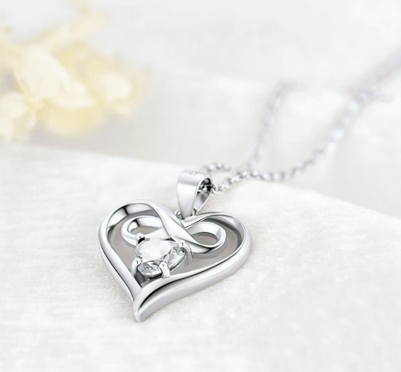 Infinity Heart Pendant Necklace – Premium 925 Silver & Clear CZ