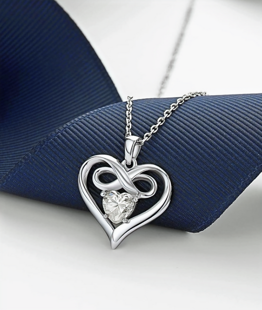 Infinity Heart Pendant Necklace – Premium 925 Silver & Clear CZ