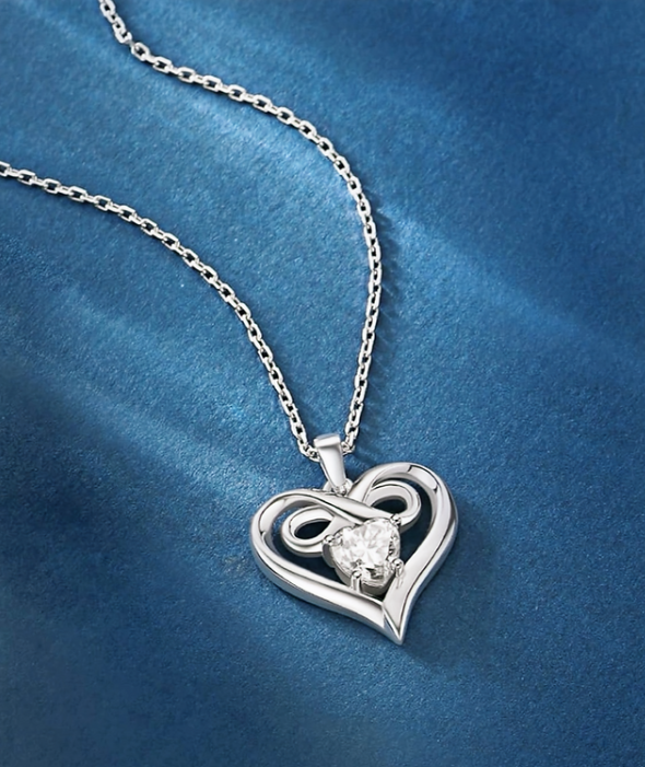 Sterling 925 Silver Infinity Heart 1 mm